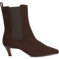 Dune London Suede Kitten Heel Pointed Wide Fit Ankle Boots Dark Brown