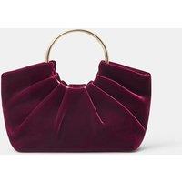 ACCESSORIZE Ruched Ring Detail Velvet Clutch Bag Burgundy