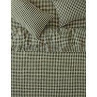 Piglet In Bed Pure Linen Gingham Duvet Cover Dark Green