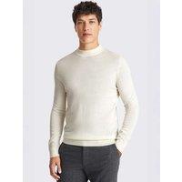 MOSS Merino Wool Rich Roll Neck Jumper White