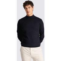 MOSS Merino Wool Rich Roll Neck Jumper Navy