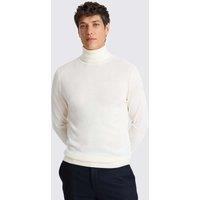MOSS Merino Wool Rich Roll Neck Jumper White
