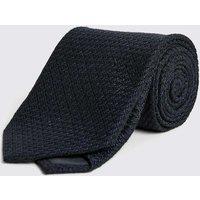 MOSS Grenadine Weave Tie with Silk Navy