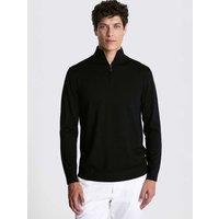 MOSS Merino Wool Rich Funnel Neck Zip Jumper Black