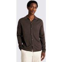 MOSS Knitted Shirt with Merino Wool Brown