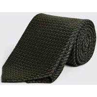 MOSS Grenadine Weave Tie with Silk Olive