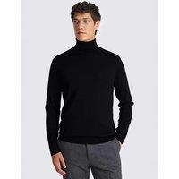MOSS Merino Wool Rich Roll Neck Jumper Black