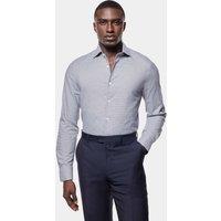 Hawes & Curtis Slim Fit Herringbone Cutaway Collar Flannel Shirt Navy Mix