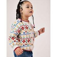 JoJo Maman Bb Floral Heart Print Oversized Cardigan (1-5 Yrs) Cream Mix