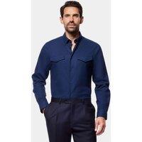 Hawes & Curtis Slim Fit Button Down Collar Safari Flannel Shirt Navy