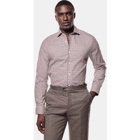 Hawes & Curtis Slim Fit Checked Cutaway Collar Flannel Shirt Burgundy Mix