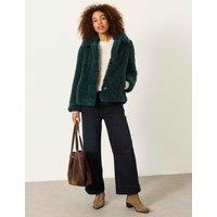 FatFace Textured Cropped Short Jacket Teal