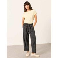 FatFace Checked Wide Leg Ankle Grazer Trousers Grey Mix