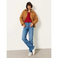 FatFace High Waisted Button Front Straight Leg Jeans Blue Denim