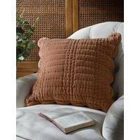 Laura Ashley Velvet Scalloped Cushion Brown