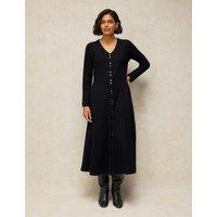 White Stuff Reese Cotton Rich Button Through Midi Tea Dress Black
