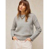White Stuff Justine Long Sleeve V Neck Cardigan With Wool Grey