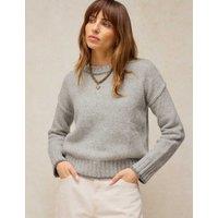 White Stuff Justine Long Sleeve V Neck Cardigan With Wool Grey