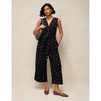 White Stuff Sleeveless V Neck Cotton Dungaree Black Mix