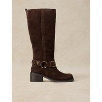 White Stuff Mid Heel Pull On Leather Knee High Boot Brown