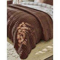 Laura Ashley Velvet Scalloped Bedspread Brown