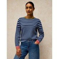 White Stuff V Neck Jumper With Wool Blue Mix