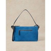 White Stuff Leather Cross Body Bag Mid Blue