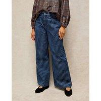 White Stuff Wide Leg Mid Rise Cotton Jean Denim