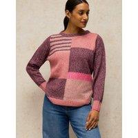 White Stuff Patterned Crew Neck Jumper Burgundy Mix