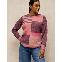 White Stuff Patterned Crew Neck Jumper Burgundy Mix