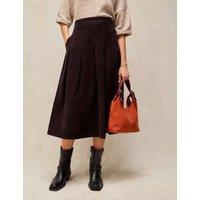 White Stuff Pure Cotton Midi A Line Skirt Brown