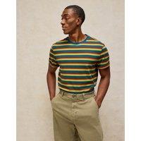 White Stuff Printed Crew Neck Cotton T-Shirt Brown Mix