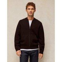 White Stuff Zip Fastening Bomber Cardigan with Wool Brown