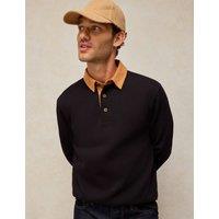White Stuff Collared Long Sleeve Cotton Rugby Top Black