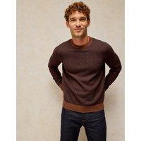 White Stuff Cotton Rich Jacquard Crew Neck Jumper Brown Mix