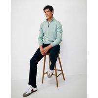 Crew Clothing Cotton Half Zip Jumper Light Grey