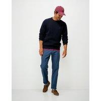 Crew Clothing Lambswool Rich Cable Crew Neck Jumper Navy