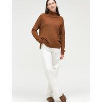 Chinti & Parker Wool Rich Roll Neck Jumper with Cashmere Brown