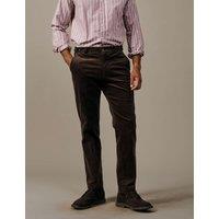 Aubin Tailored Fit Cotton Rich Textured Suit Trousers Chocolate