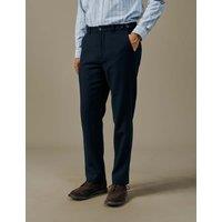 Aubin Tailored Fit Pure Wool Plain Suit Trousers Navy