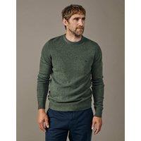 Aubin Pure Wool Textured Crew Neck Jumper Dark Khaki