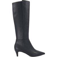 Dune London Shasa Leather Pointed Toe Knee High Boots Black