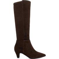 Dune London Sera Suede Pointed Toe Knee High Boots Brown