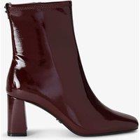 Carvela Patent Block Heel Square Toe Ankle Boots Red