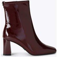 Carvela Patent Block Heel Square Toe Ankle Boots Red
