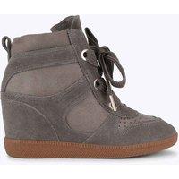 Steve Madden Suede Lace Up Perforated Trainers Grey
