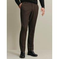 Charles Tyrwhitt Slim Fit Wool Rich Flat Front Stretch Trousers Chocolate