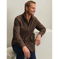 Charles Tyrwhitt Long Sleeve Brushed Cotton Flannel Shirt Chocolate