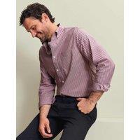 Charles Tyrwhitt Regular Fit Pure Cotton Striped Oxford Shirt Burgundy Mix