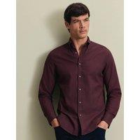 Charles Tyrwhitt Long Sleeve Brushed Cotton Flannel Shirt Burgundy